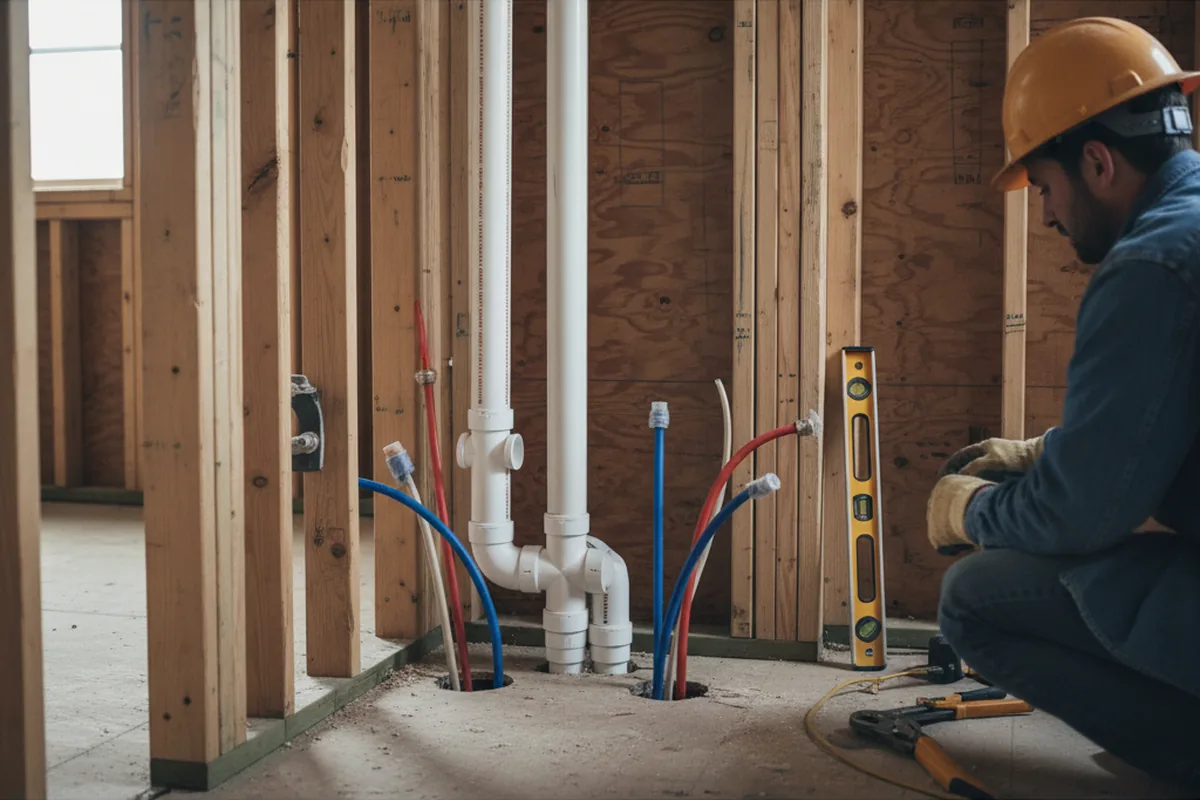 Drain and supply rough-in during Sump Pump Repair in Venice